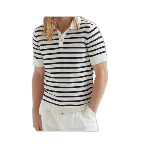 Striped Knit Polo Shirt