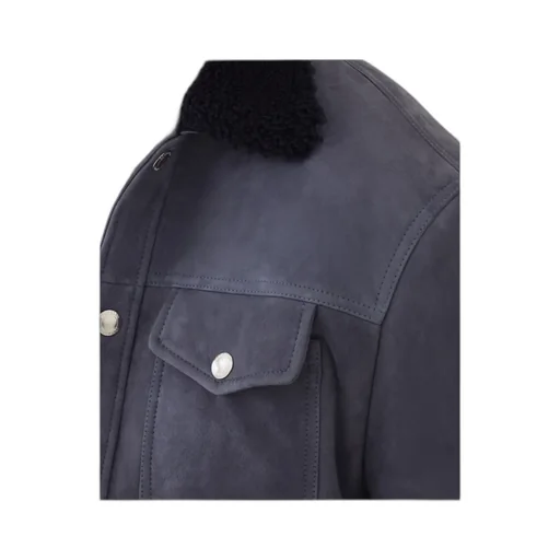 Shearling-Collar Flap-Pocket Jacket