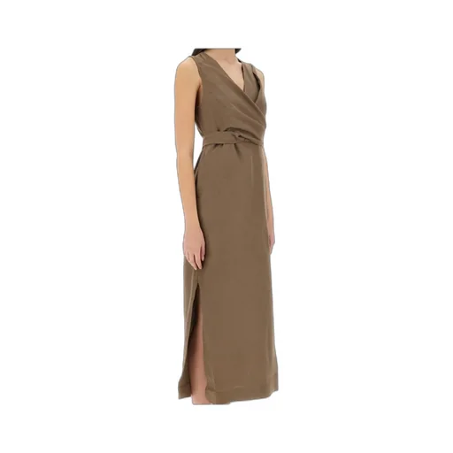 Fluid Twill Wrap-Effect Dress