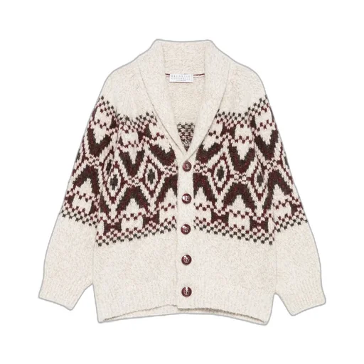 Shawl-Collar Patterned Cardigan