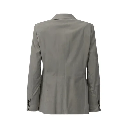 Single-Breasted Suede Leather Blazer
