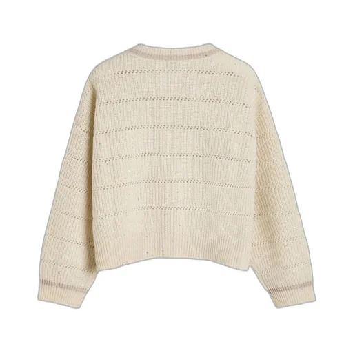 Sequin-Embellished Open-Knit Cardigan
