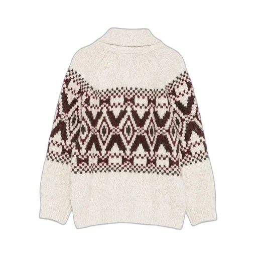 Shawl-Collar Patterned Cardigan