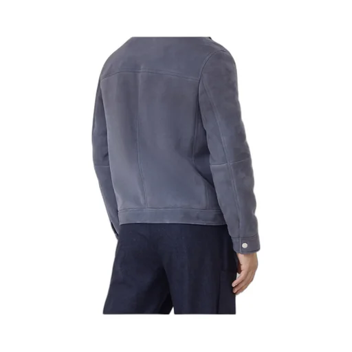 Shearling-Collar Flap-Pocket Jacket