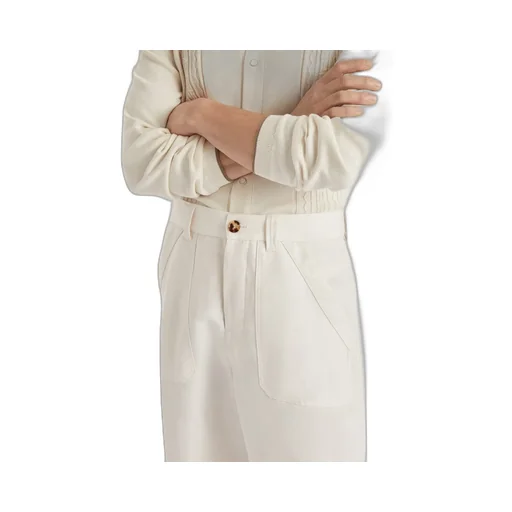 Buttoned Straight Leg Trousers