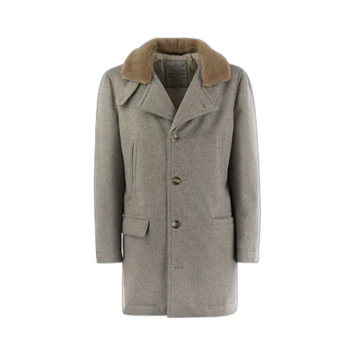 Shearling Collar Single-Breasted Coat