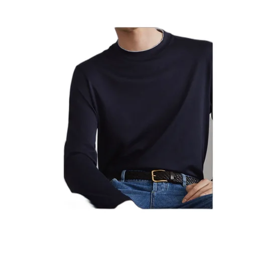 Contrasting-Trim Long-Sleeved T-Shirt