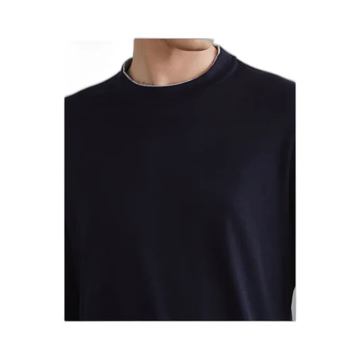 Contrasting-Trim Long-Sleeved T-Shirt