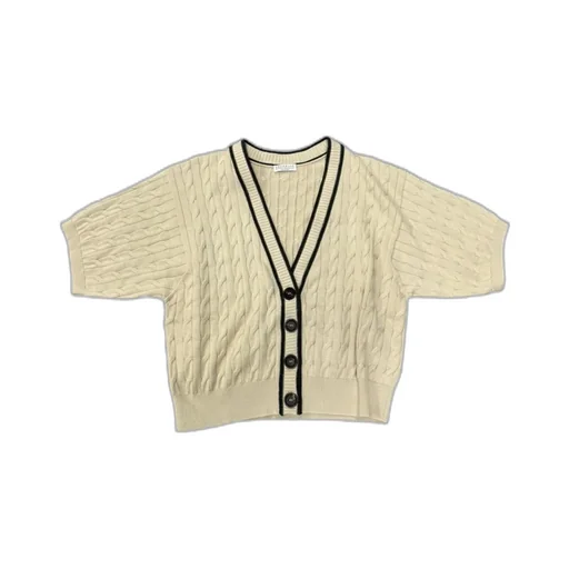 Short-Sleeved V-Neck Knitted Cardigan
