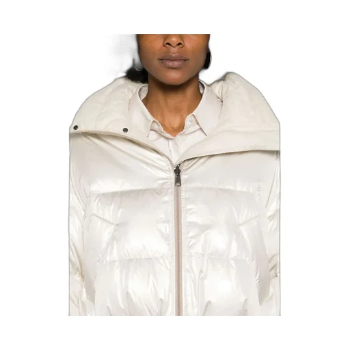 Iridescent-Effect Zipped Down Jacket