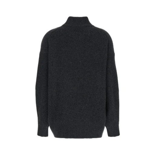 Lurex High Neck Oversized Pullover