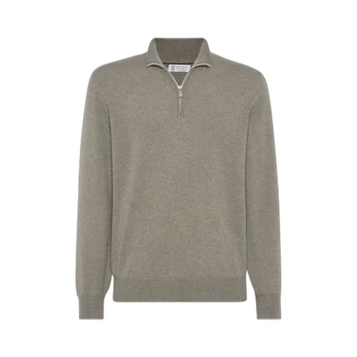 Funnel-Neck Knitted Polo Shirt