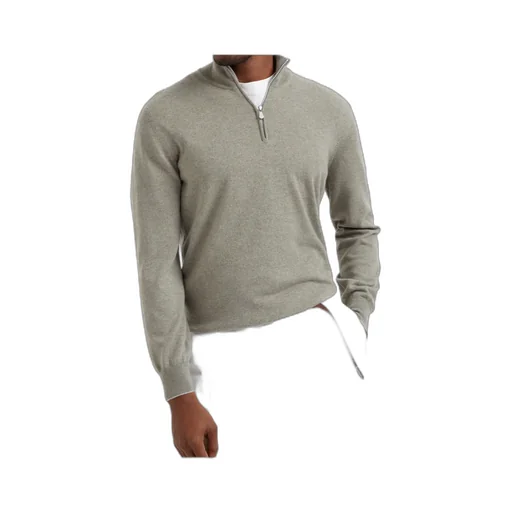 Funnel-Neck Knitted Polo Shirt
