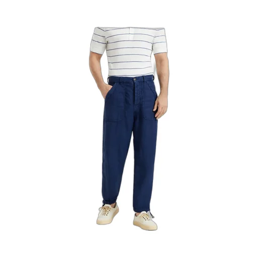 Dyed Linen Straight-Leg Trousers