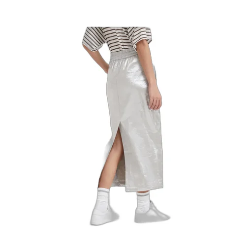 Metallic Drawstring Midi Skirt