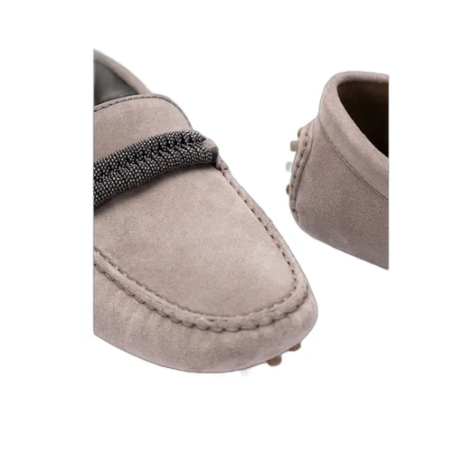 Monili-Detail Suede Loafers