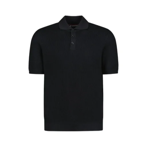 Short-Sleeved Ribbed Polo Shirt