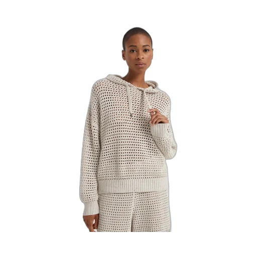 Open Knit Drawstring Hoodie