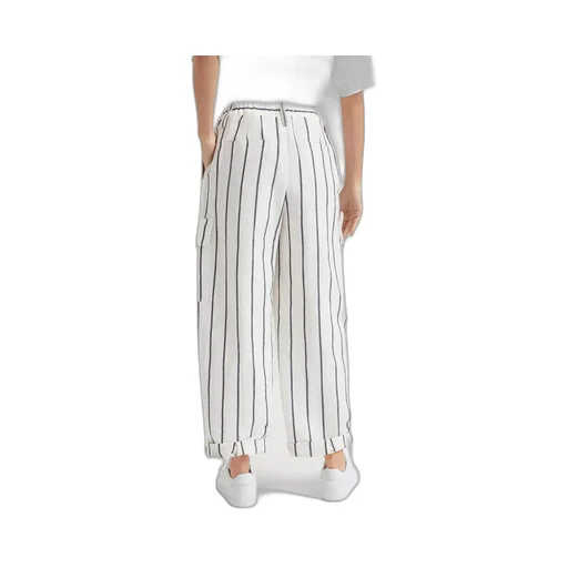 High-Waisted Striped Tapered Trousers