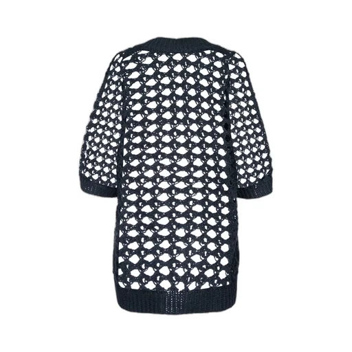 Open-Knitted Straight Hem Cardigan