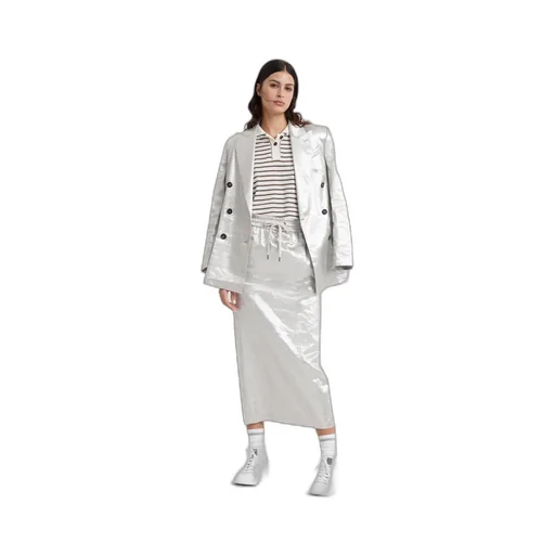 Metallic Drawstring Midi Skirt