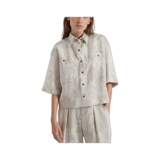 Leaf Print Short-Sleeved Shirt