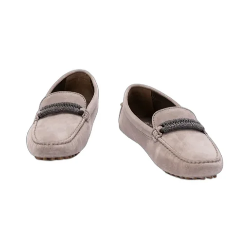 Monili-Detail Suede Loafers