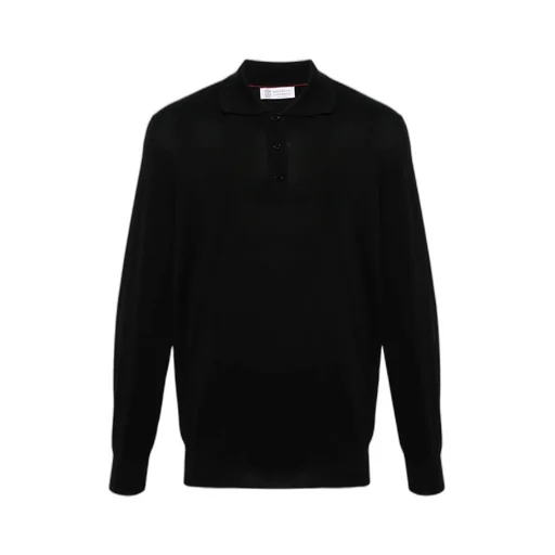 Long-Sleeved Knitted Polo Shirt