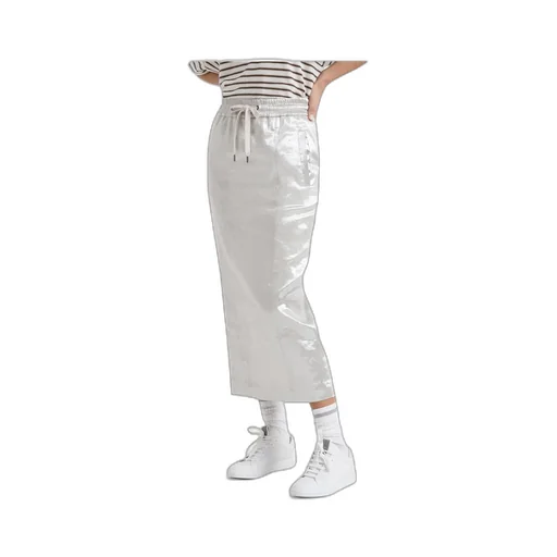 Metallic Drawstring Midi Skirt