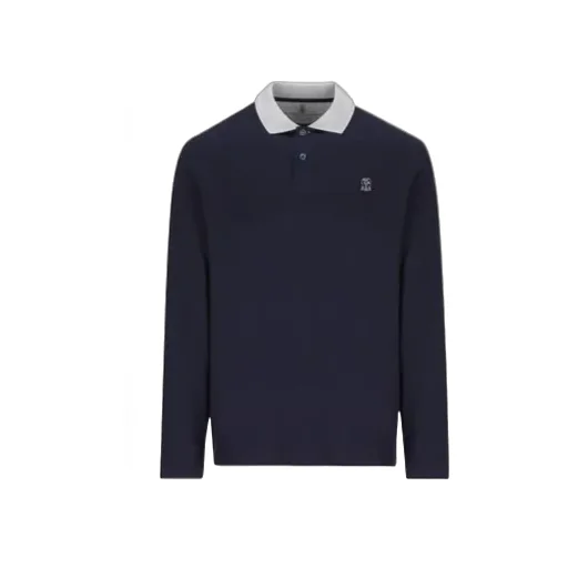 Logo Embroidered Long-Sleeved Polo Shirt