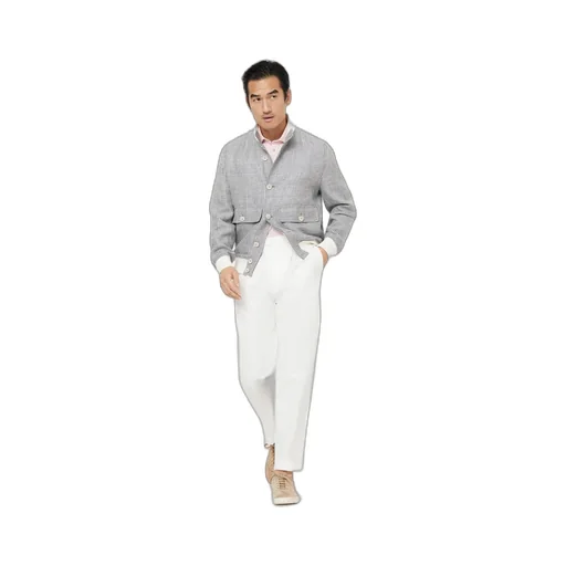 Checked High-Neck Jacket