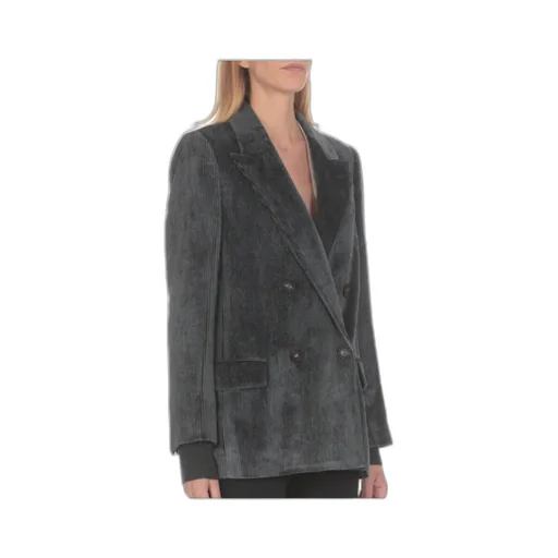 Velvet-Corduroy Double-Breasted Blazer