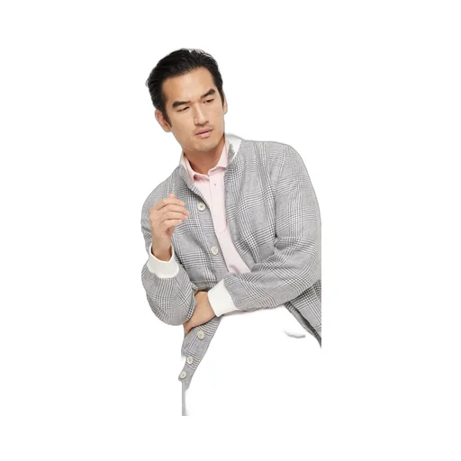 Checked High-Neck Jacket
