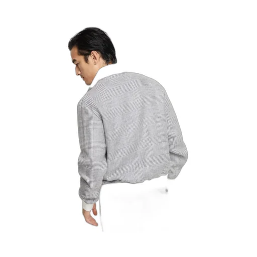 Checked High-Neck Jacket