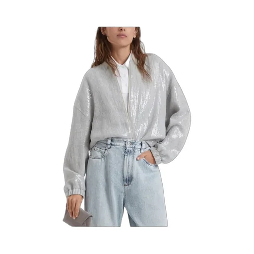 Sequin-Embellished Zip-Up Jacket