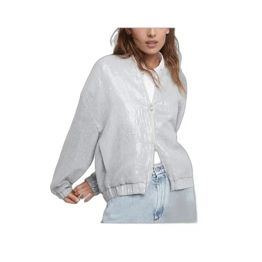 Sequin-Embellished Zip-Up Jacket
