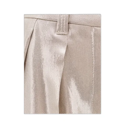 Laminated-Effect Belt-Looped Trousers