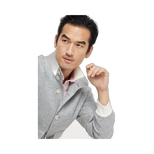 Checked High-Neck Jacket