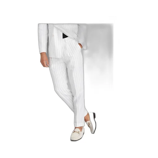 Mid-Rise Stripe-Printed Straight-Leg Trousers