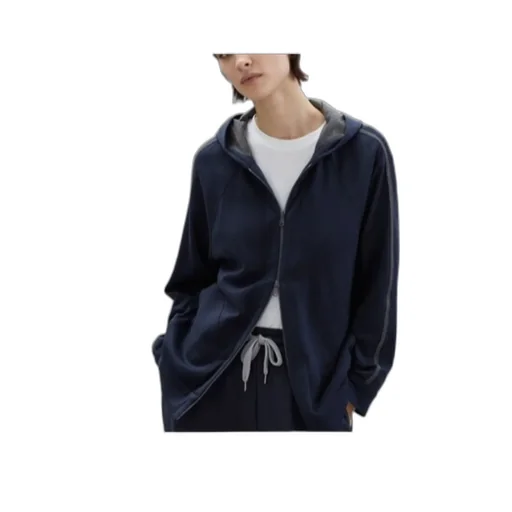 Trim Embellished Zipped Hoodie