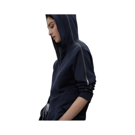 Trim Embellished Zipped Hoodie