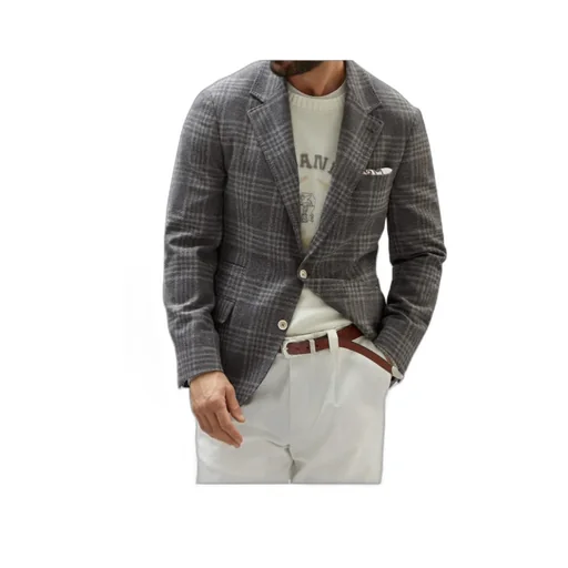 Single-Breasted Checked Blazer