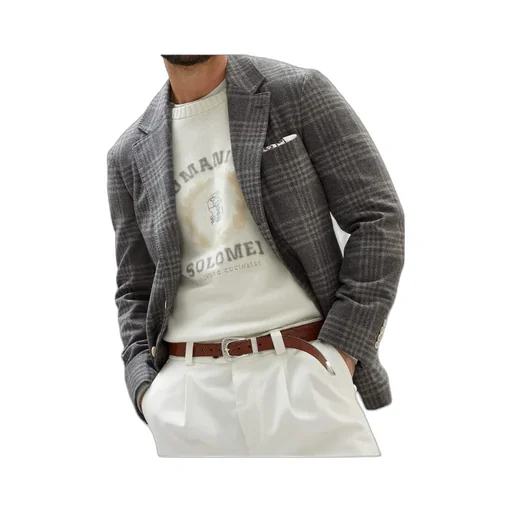 Single-Breasted Checked Blazer