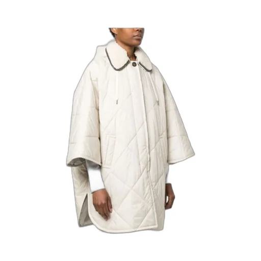 Wide-Sleeved Drawstring Quilted Coat
