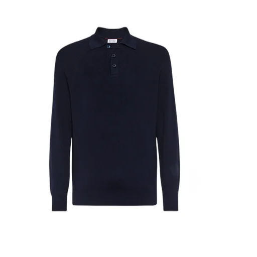 Long-Sleeved Knitted Polo Shirt