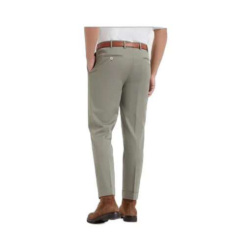 Belt-Looped Tapered-Leg Trousers