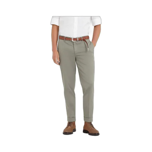 Belt-Looped Tapered-Leg Trousers