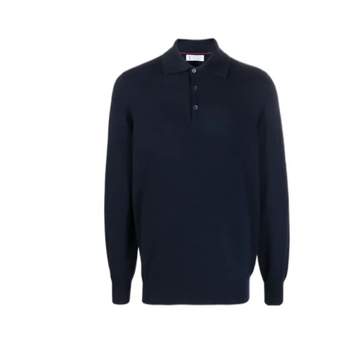 Long-Sleeved Knitted Polo Shirt
