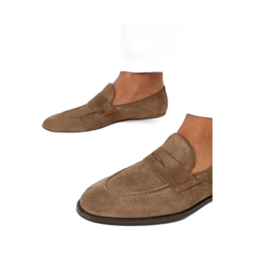 Round-Toe Slip-On Penny Loafers