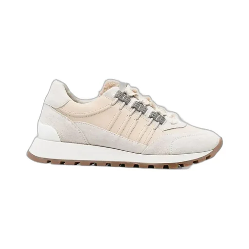 Shearling-Trim Low-Top Sneakers